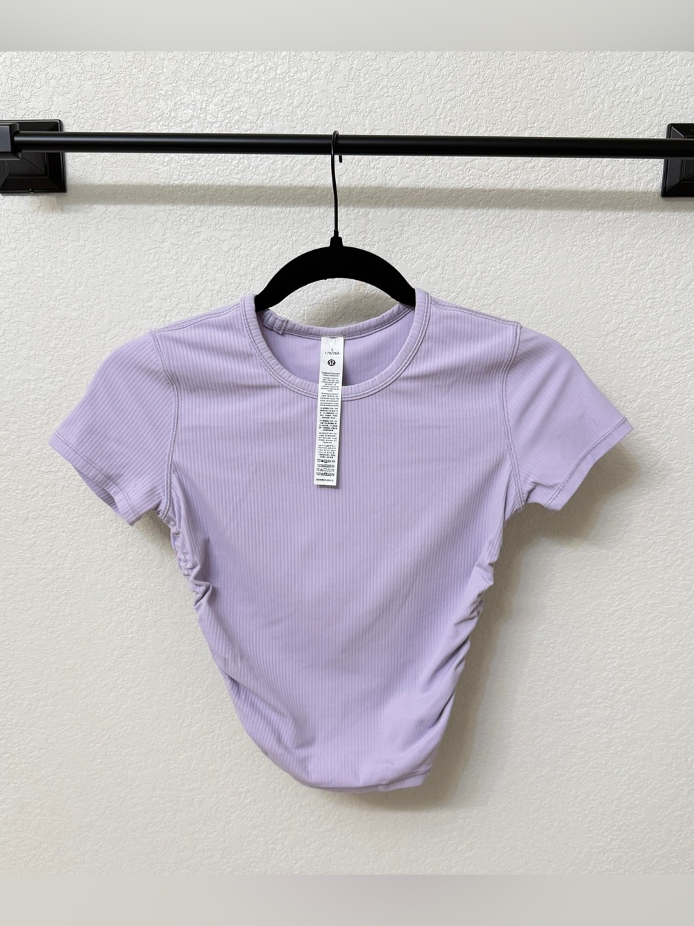 Lululemon All It Takes Short Sleeve Shirt Ribbed Lilac Ether Size 2 NWOT